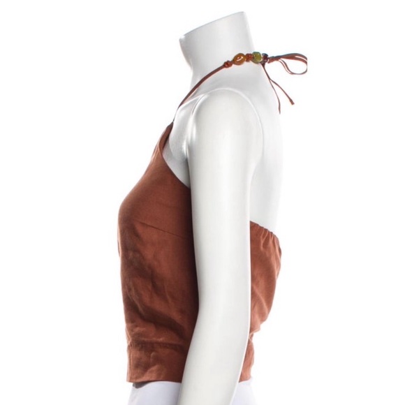 Sezane Linen Halter Crop Top - Picture 2 of 6